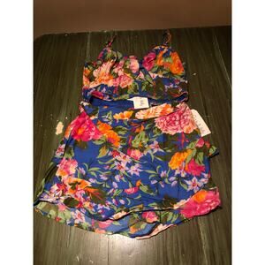 B.O.G. Collective Lottie & Holly Floral Cropped Tank Top & Ruffle Skort Set  M